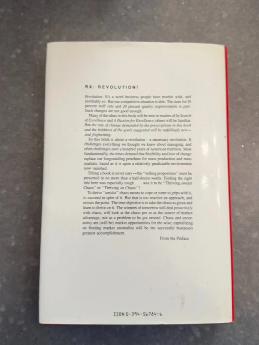 Thriving on Chaos by Tom Peters – Hardcover Business Classic
